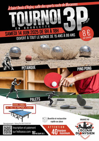 TOURNOIS 3P - Pétanque, Ping-pong, Palet