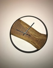 Horloge mural biais 30cm métal bois l'atelier de Ludo